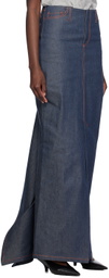 Meryll Rogge Navy Vented Denim Maxi Skirt