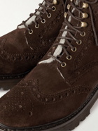 Grenson - Fred Shearling-Lined Suede Brogue Boots - Brown
