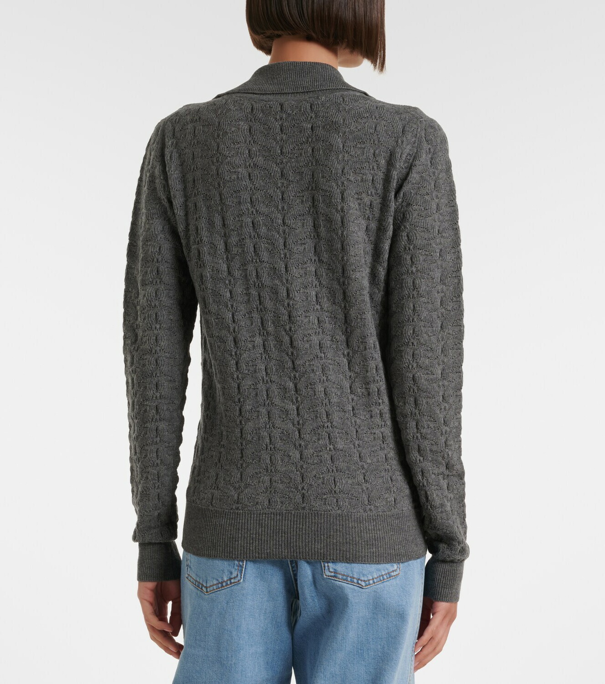 Etro Cable-knit wool polo sweater
