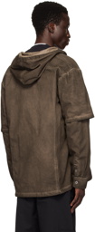 Han Kjobenhavn Brown Washed Layered Denim Hoodie