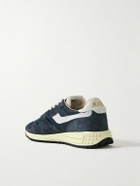 Autry - Reelwind Low Cracked-Leather Trimmed Suede and Shell Sneakers - Blue