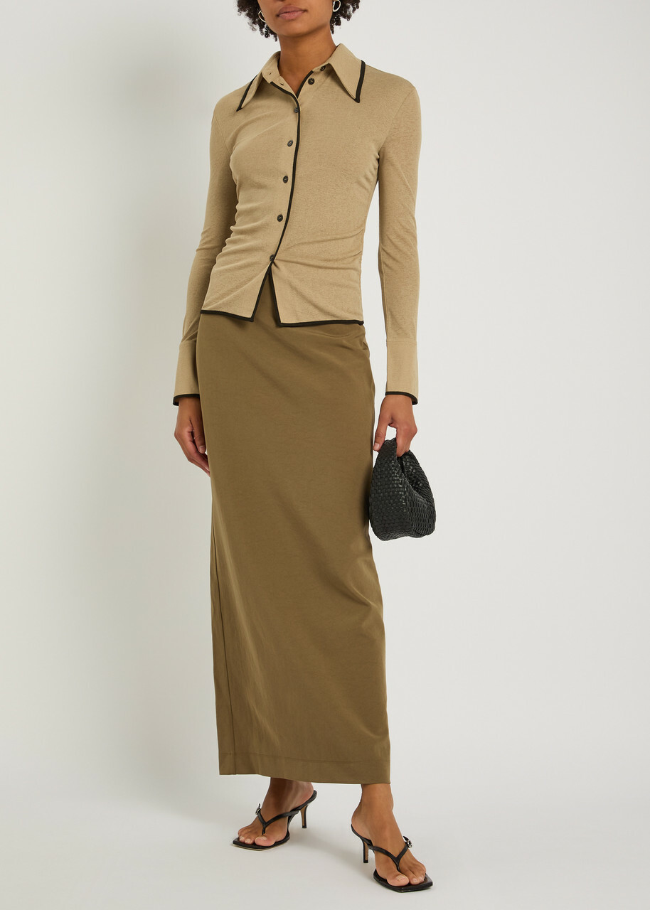 Nanushka Idana Mesh-jersey Shirt Sand