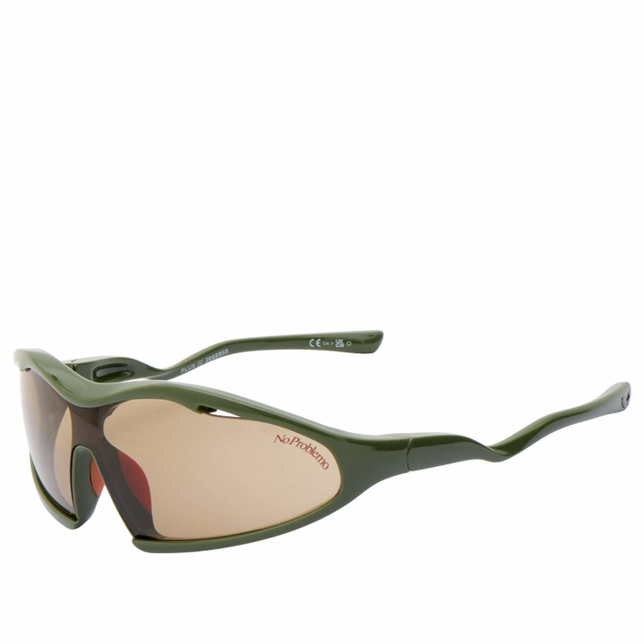 Photo: Le Specs x No Problemo Flux Sunglasses in Chrome Dark Green/Green Tint 