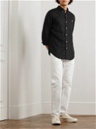 Polo Ralph Lauren - Button-Down Collar Logo-Embroidered Linen Shirt - Black