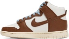 Nike Off-White & Brown Dunk Hi Retro PRM Sneakers