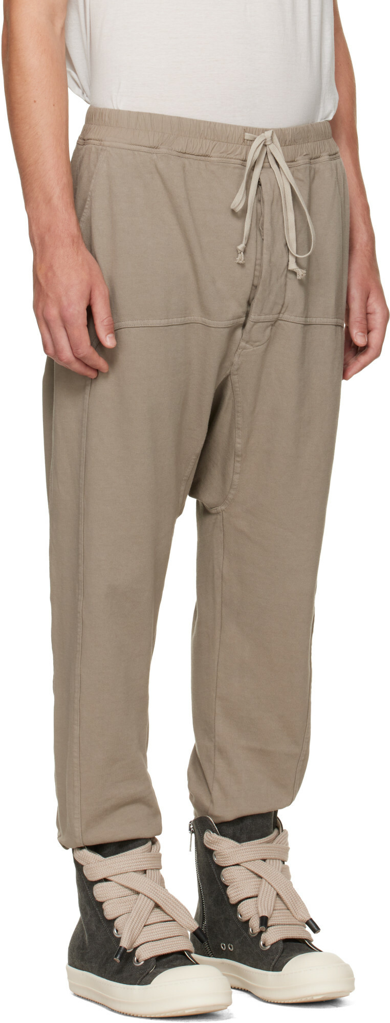 Rick Owens DRKSHDW Beige Tower Prisoner Drawstring Sweatpants