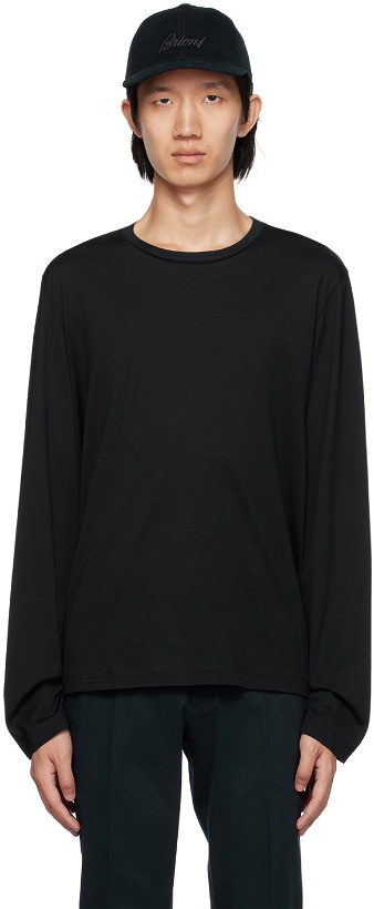 Photo: Brioni Black Embroidered Long Sleeve T-Shirt