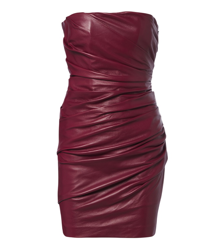Photo: Alex Perry Ruched leather bustier dress