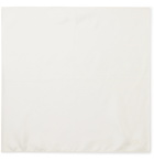 SAINT LAURENT - Logo-Embroidered Silk-Twill Pocket Square - White