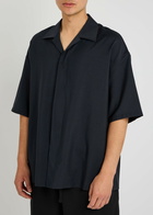 Loewe Logo-embroidered Wool Shirt Dark Blue