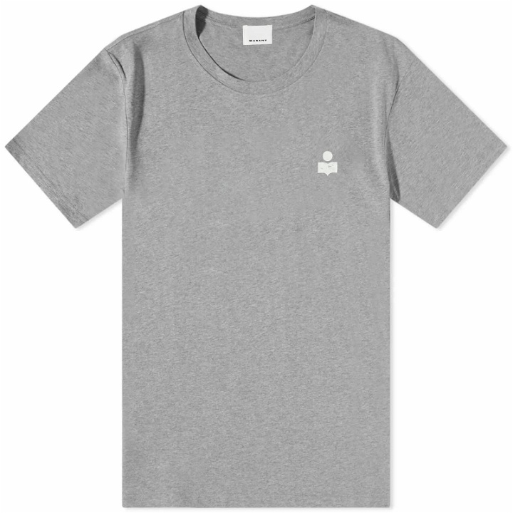 Photo: Isabel Marant Men's Zafferh Small Logo T-Shirt in Grey/Ecru