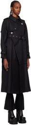 sacai Black Pleated Trench Coat