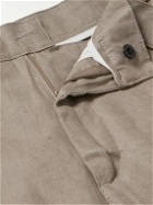 Oliver Spencer - Straight-Leg Belted Linen Trousers - Gray