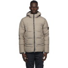 Stone Island Taupe Down Hooded Jacket