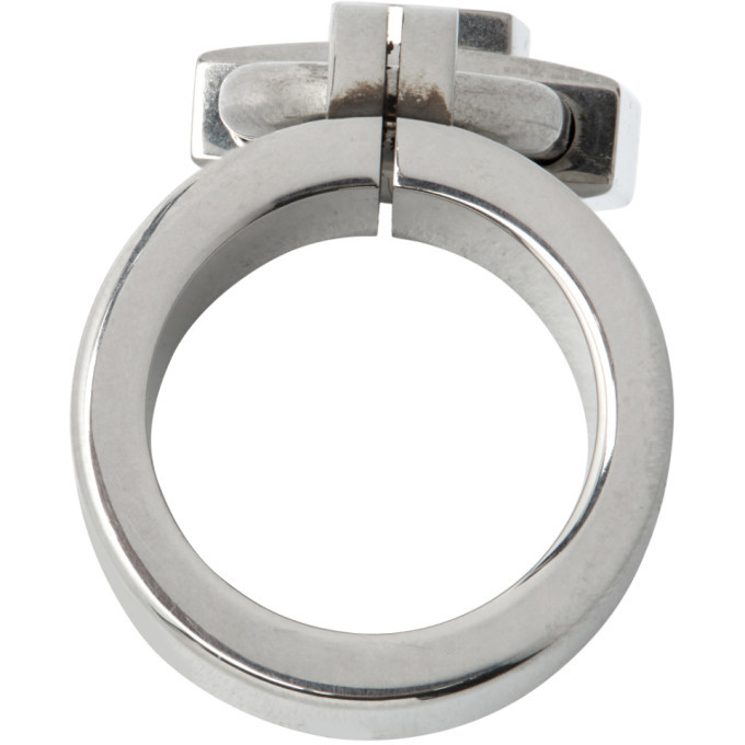 Balenciaga Silver Lock Ring Balenciaga