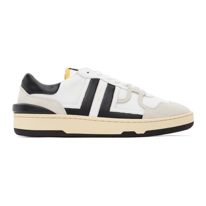 Photo: Lanvin White and Black Mesh Clay Low Sneakers