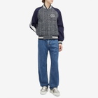 Valentino Men's Signature Wool Bomber Jacket in Blue/White/Navy