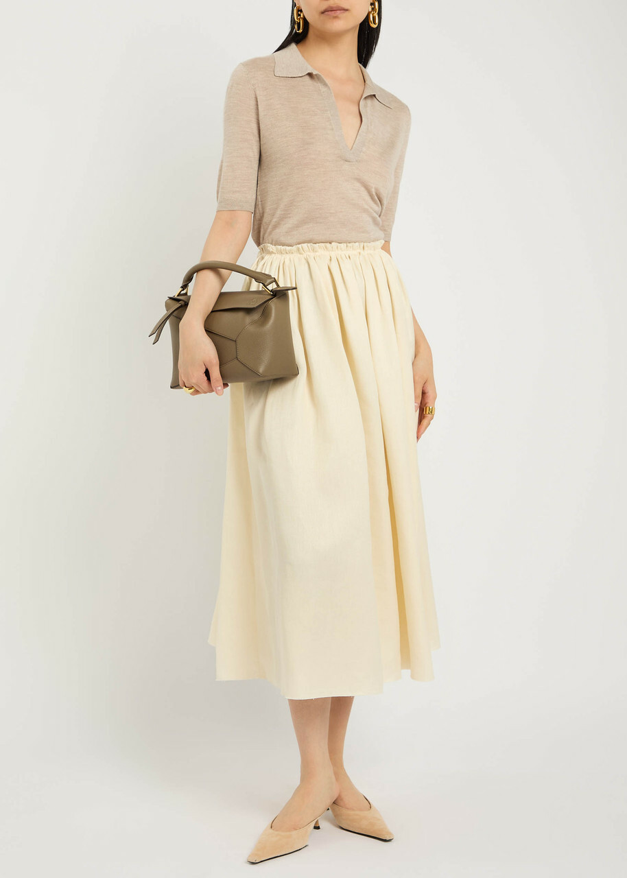 Gabriela Hearst Frank Cashmere and Silk-blend Polo Beige