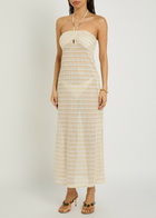 Melissa Odabash Mila Striped Metallic-knit Beach Dress Gold