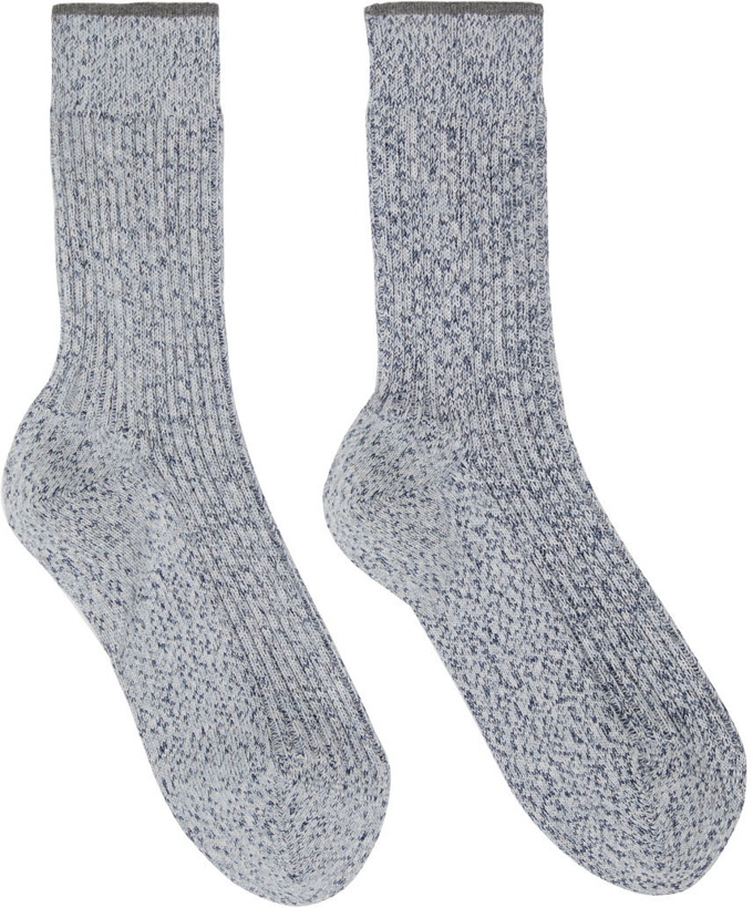 Photo: Brunello Cucinelli Blue Cotton Chiné socks