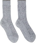 Brunello Cucinelli Blue Cotton Chiné socks