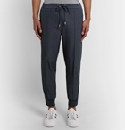 Moncler - Navy Slim-Fit Tapered Nylon and Cotton-Blend Drawstring Trousers - Blue