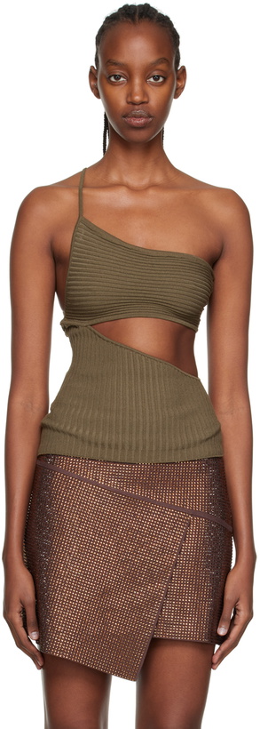 Photo: ANDREĀDAMO Khaki One Shoulder Tank Top