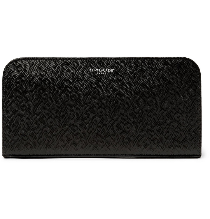 Photo: SAINT LAURENT - Pebble-Grain Leather Zip-Around Wallet - Black