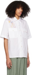 Marni White Embroidered Bowling Shirt