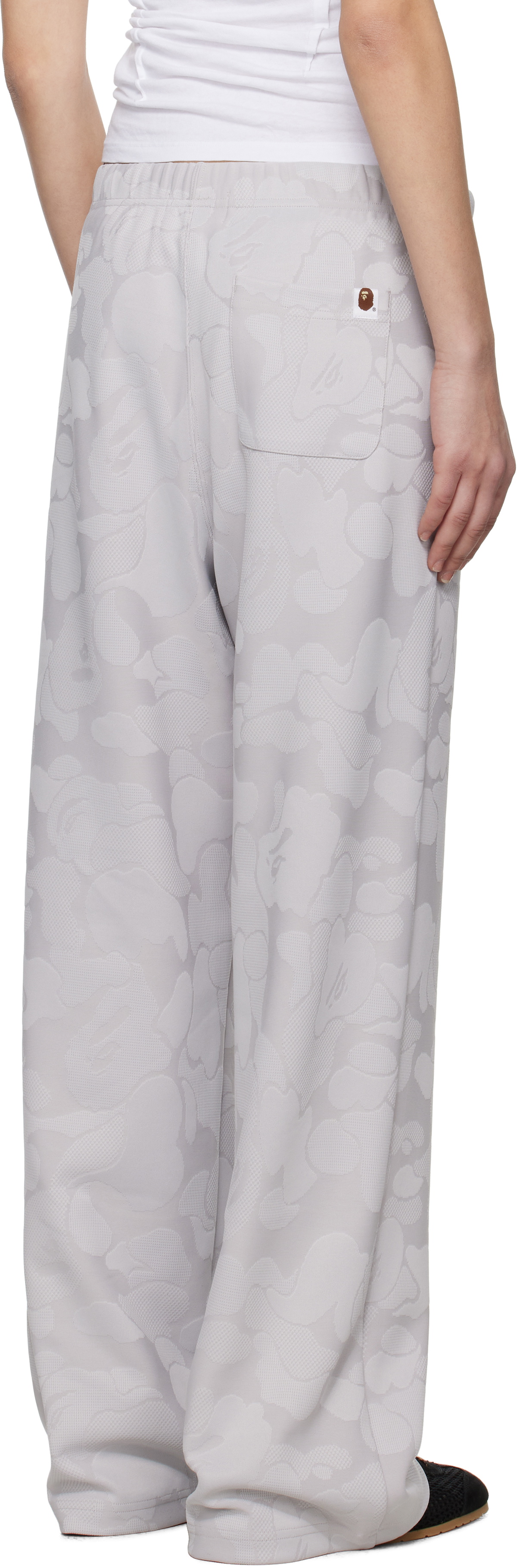 BAPE Gray Solid Camo Jacquard One Point Wide Lounge Pants