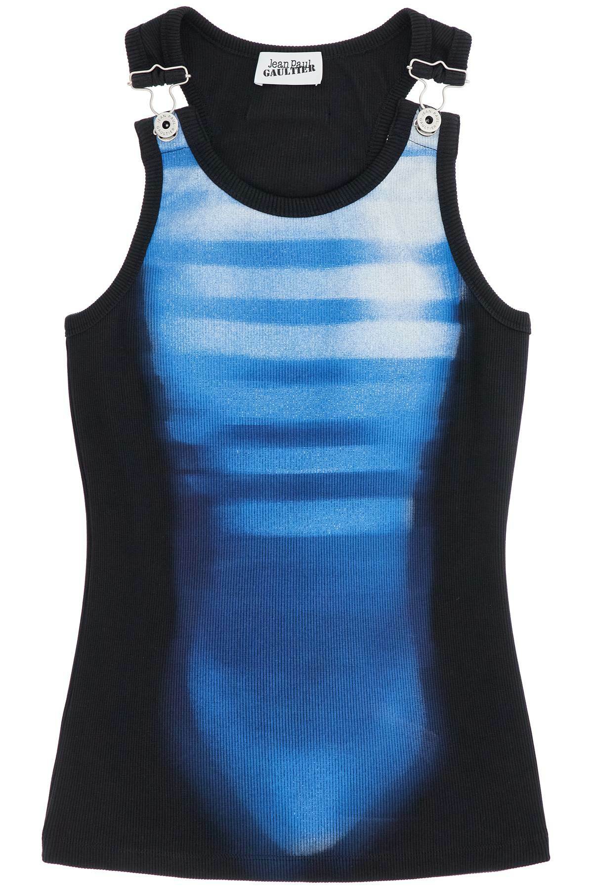 トップス Jean Paul Gaultier - stripe tank top 48 JEAN PAUL GAULTIER sleeveless blue cotton striped top le male with