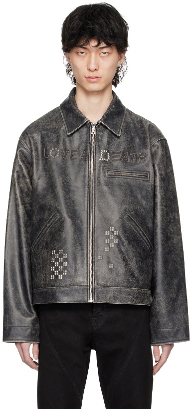 Photo: PALY Black 'Love & Death' Leather Jacket