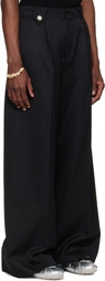 Simone Rocha Black Wide Leg Belt Loop Tab Trousers