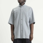 Homme Plissé Issey Miyake Men's Stripe Short Sleeve Shirt in Blue