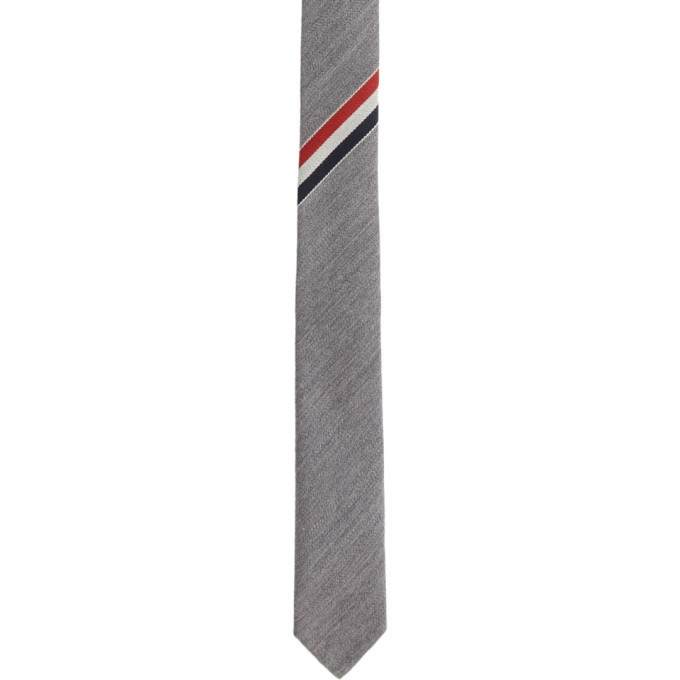 Photo: Thom Browne Grey Wool Classic RWB Tie