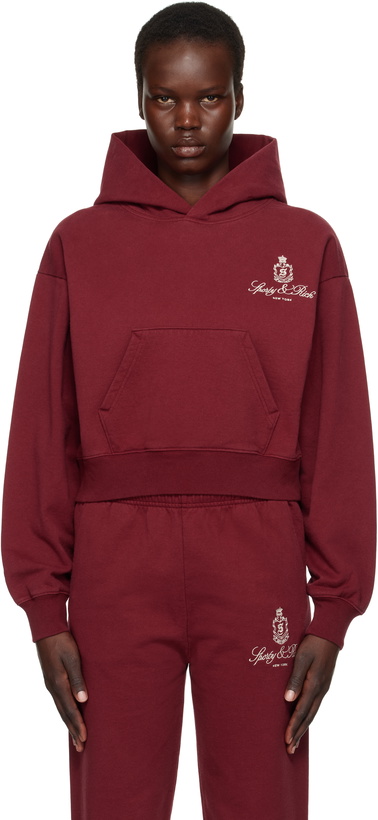Photo: Sporty & Rich Burgundy Vendome Cropped Hoodie