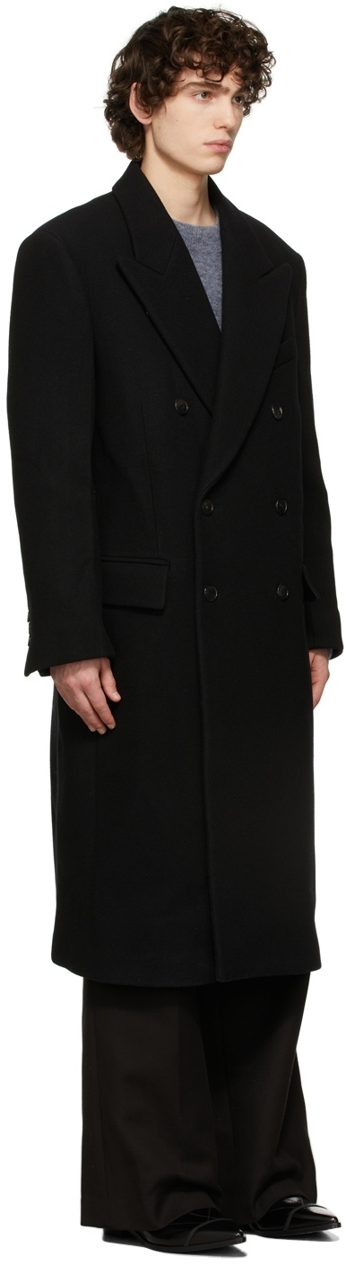 Recto Black Heavy Wool Coat Recto