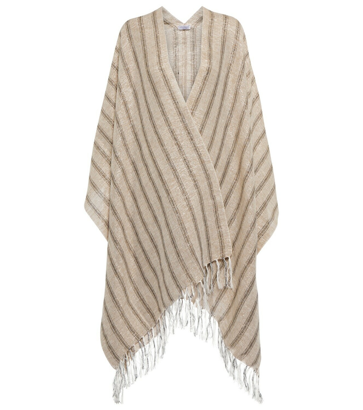 Brunello Cucinelli - Striped metallic linen-blend shawl Brunello Cucinelli