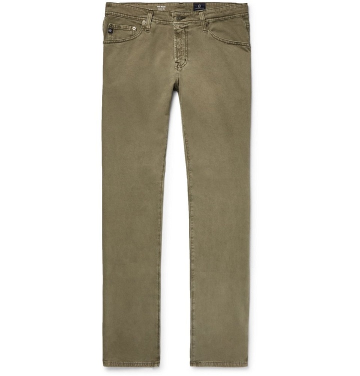Photo: AG Jeans - Tellis Slim-Fit Stretch-Cotton Twill Trousers - Men - Army green