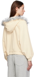 Praying Beige Tinsel Fur Hoodie