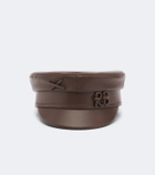 Ruslan Baginskiy Logo leather newsboy cap