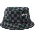 Stüssy - Brent Logo-Embroidered Checked Flannel Bucket Hat - Blue