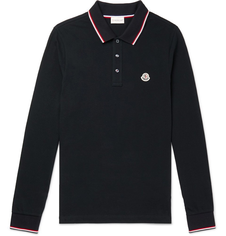 Photo: Moncler - Slim-Fit Logo-Appliquéd Cotton-Piqué Polo Shirt - Navy