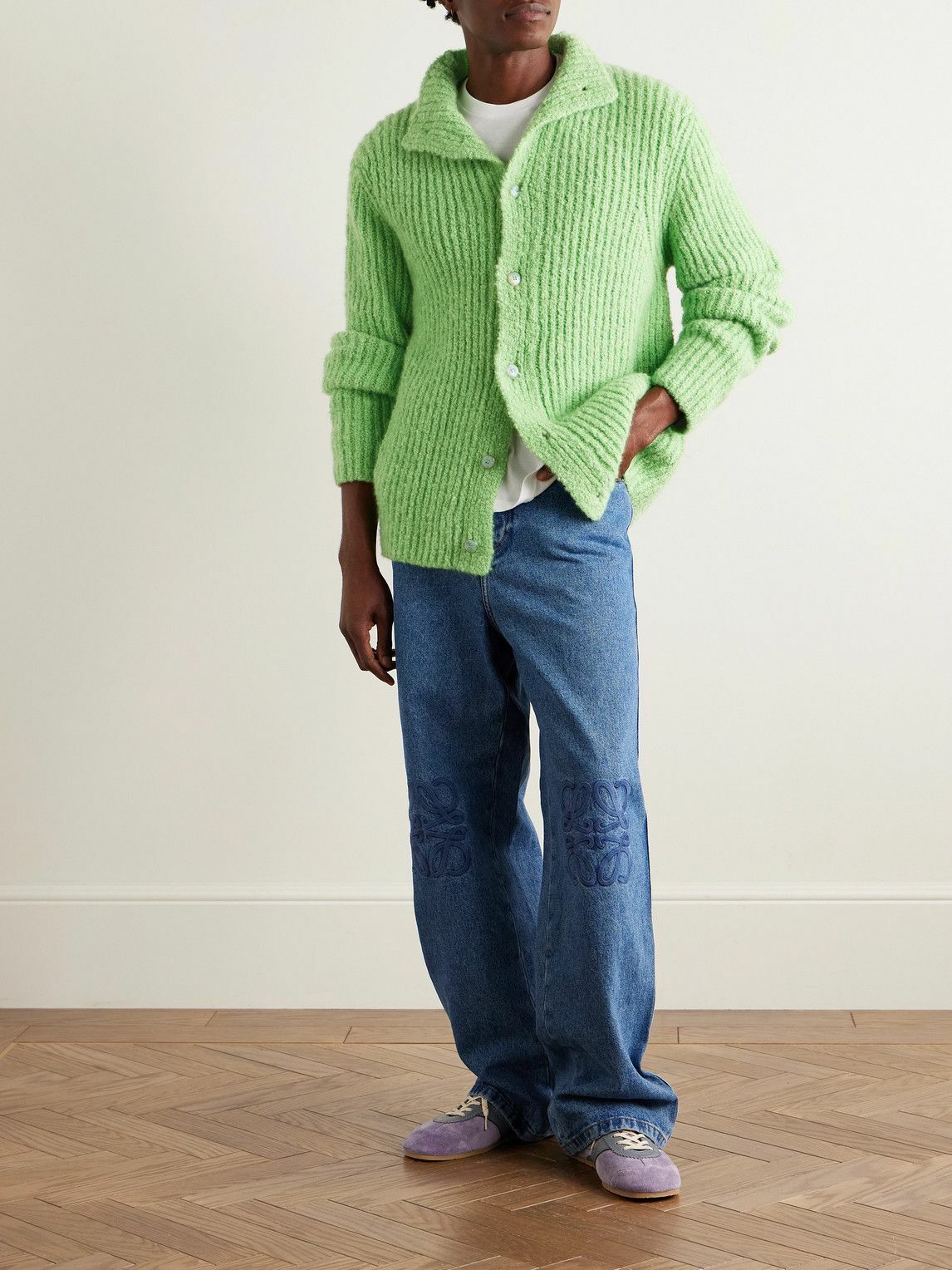 God's True Cashmere - Cloud Ribbed Cashmere Cardigan - Green