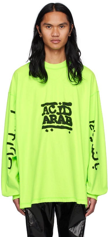 Photo: Balenciaga Green Acid Arab Edition Long Sleeve T-Shirt