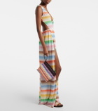 Missoni Zigzag Large leather-trimmed lamé clutch