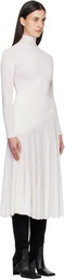 ALAÏA White Twisted Fine Wool Midi Dress