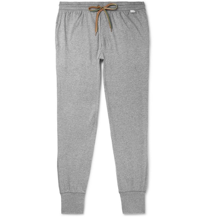 Photo: Paul Smith - Slim-Fit Tapered Mélange Cotton-Jersey Sweatpants - Men - Gray