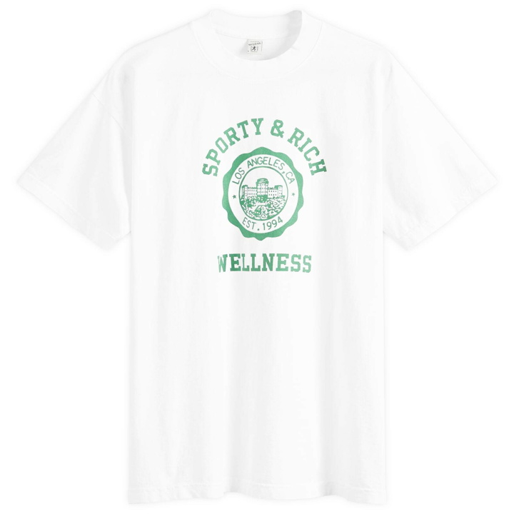 Photo: Sporty & Rich Men's Emblem T-Shirt in White/Verde