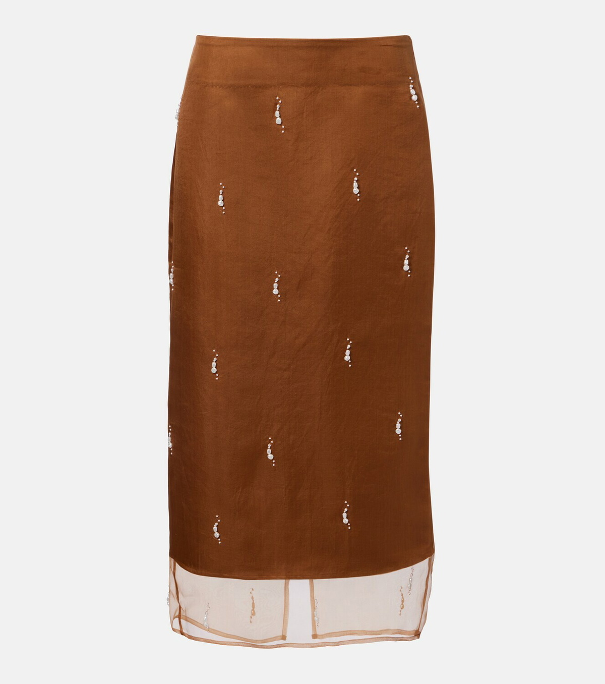 Róhe Embellished silk organza midi skirt